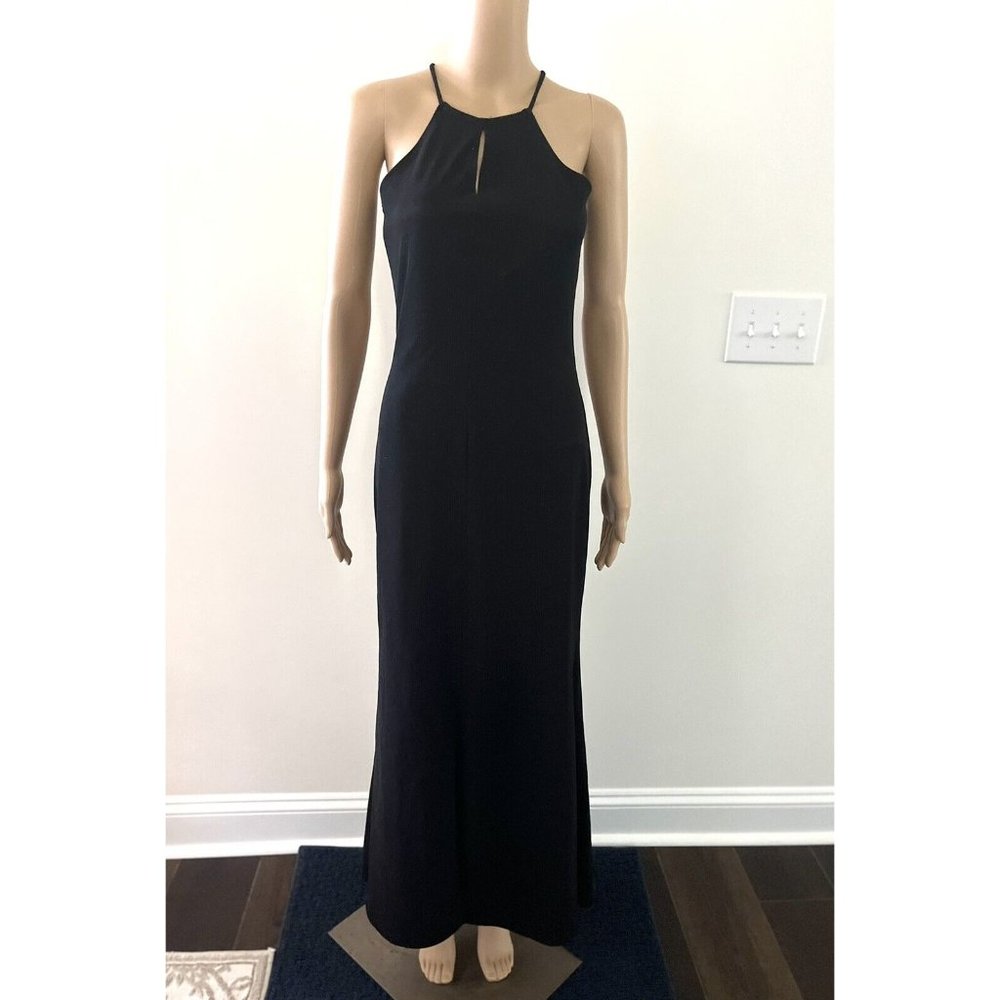 Women's Black Long cocktail Dress Maxi elegant Evening Size Medium Made in USA